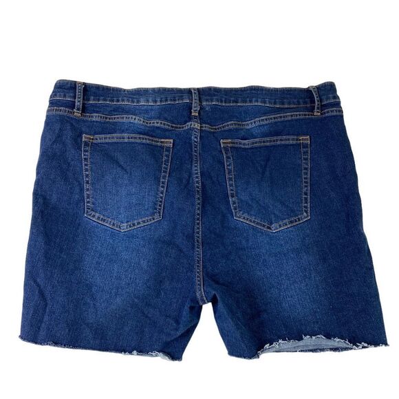 Wild Fable 18 denim cut off shorts dark wash high waisted stretchy - Picture 2 of 4